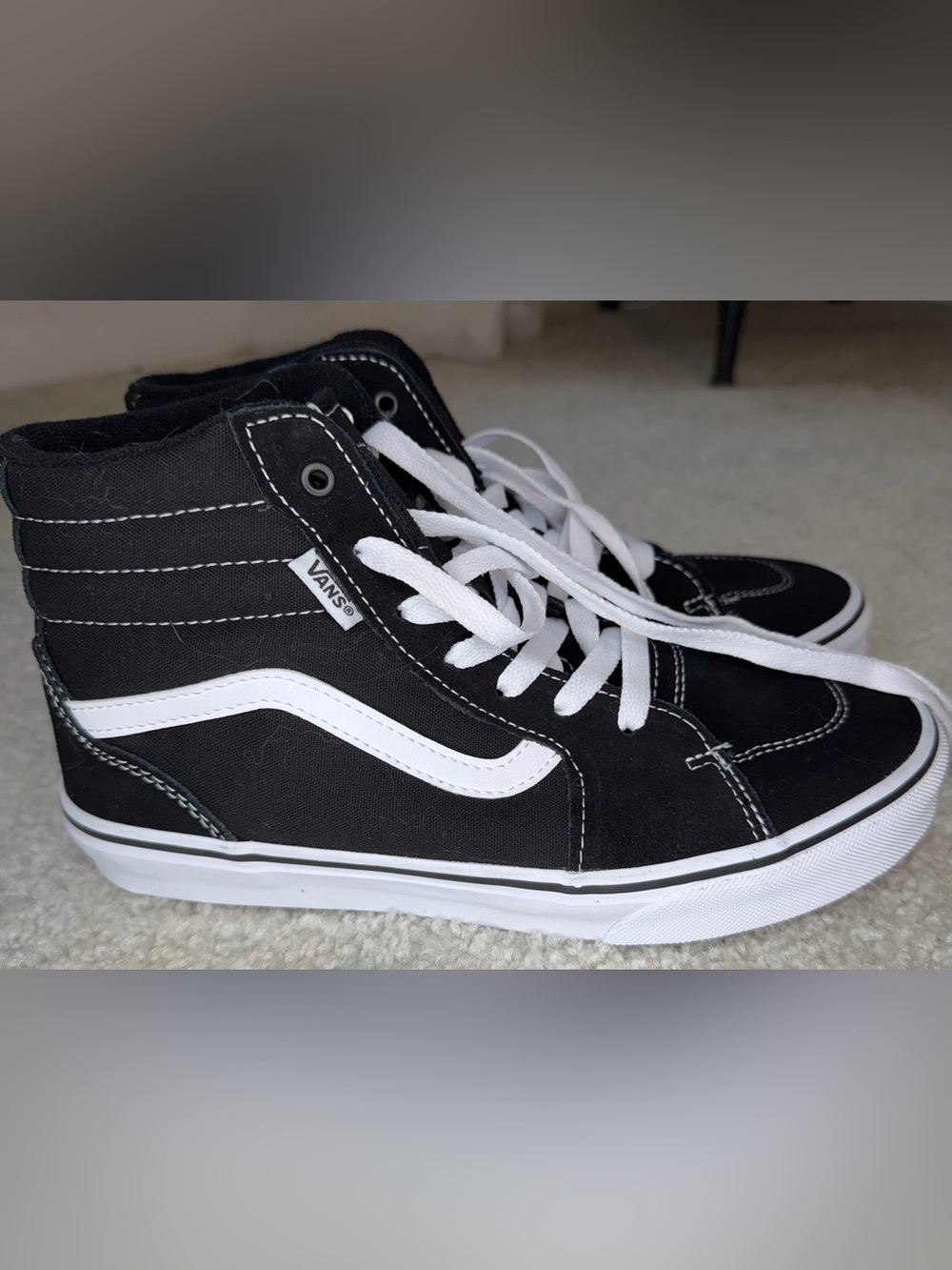 Vans Classic Youth Black and White High-Top Sneakers